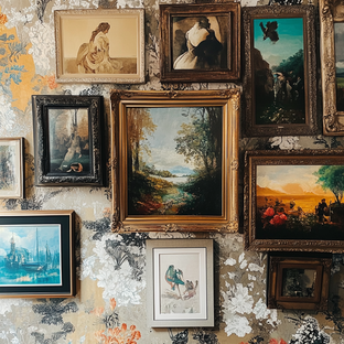 Gallery wall on wallpaper