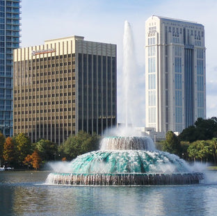Fountain at Lake Eola, Orlando, Florida, photo by Joe Shlabnotik