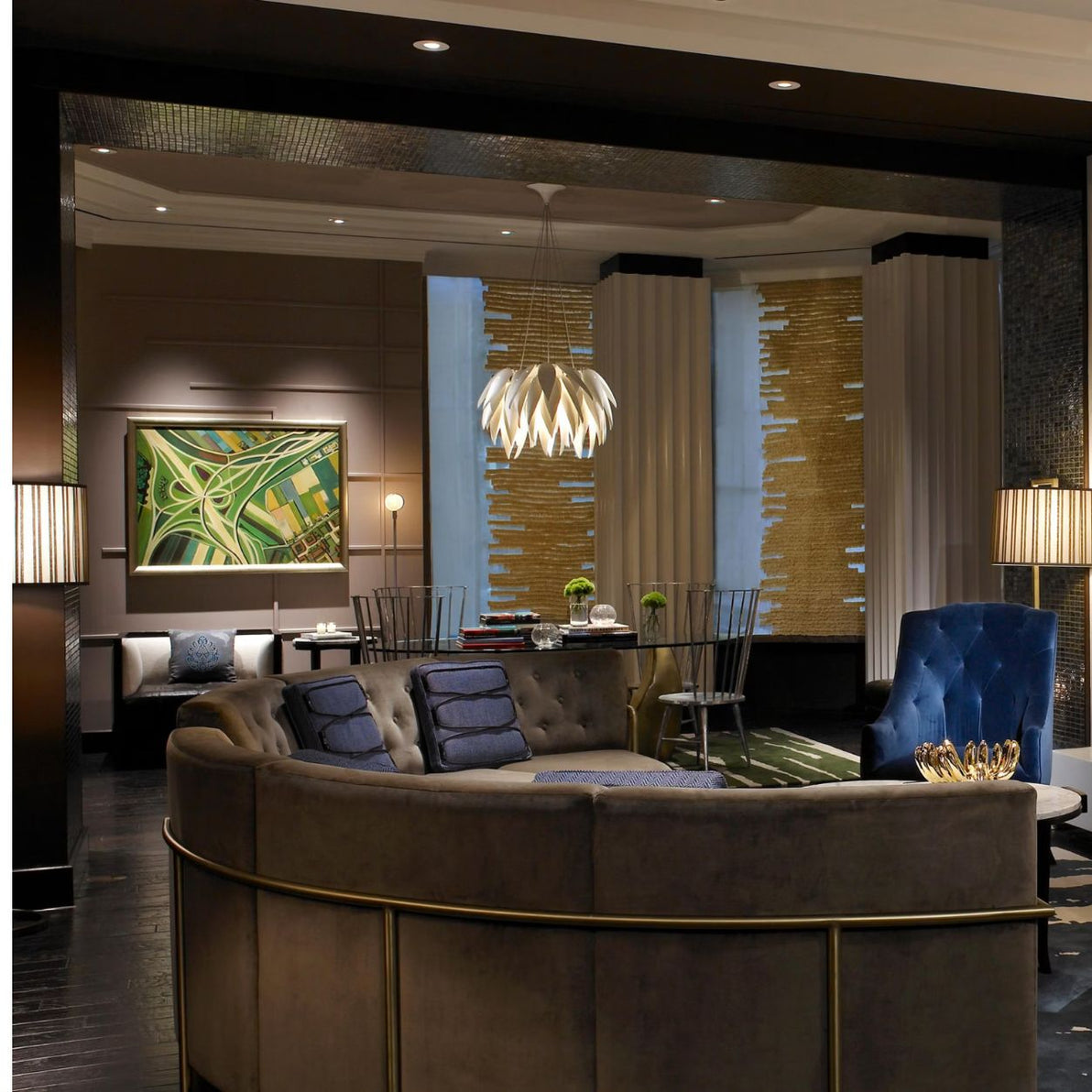 Representatives of the Kimpton Hotel Palomar in Philadelphia, PA selected two UGallery pieces for their decor, including “Intersection” by Toni Silber Delerive, pictured above