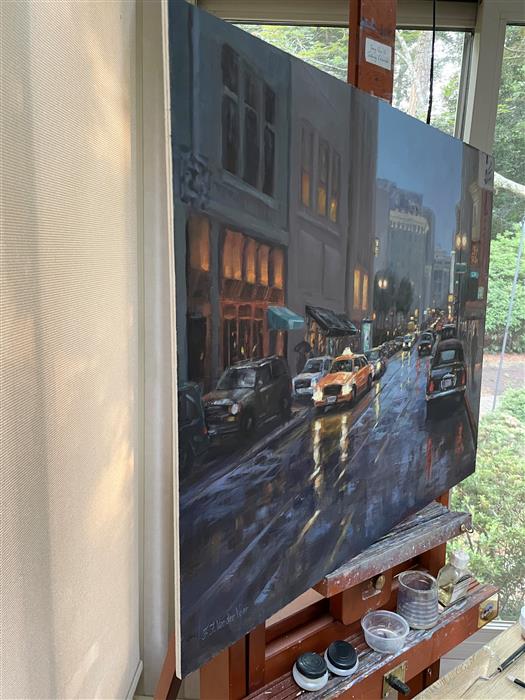 Evening Rain by Faye Vander Veer |  Side View of Artwork