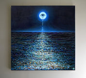 Original art for sale at UGallery.com | Cuando la Luna Llora by Tomo Mori | $4,575 | mixed media artwork | 40' h x 40' w | thumbnail 3