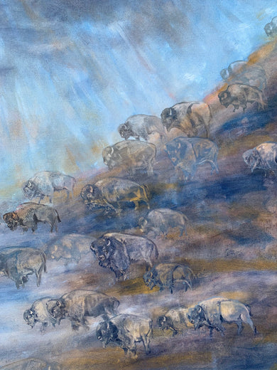 Bison Beneath the Light by Alana Clumeck |   Closeup View of Artwork