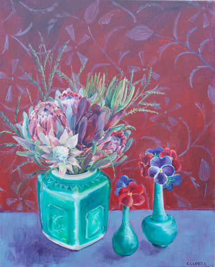 Protea & Pansies by Alana Clumeck |  Artwork Main Image