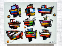Original art for sale at UGallery.com | Small Boats, Big Stories by Allen Wittert | $900 | acrylic painting | 16' h x 20' w | thumbnail 3