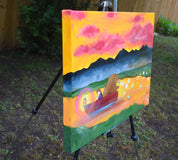 Original art for sale at UGallery.com | Sunset on the River by Andrea Doss | $900 | acrylic painting | 18' h x 24' w | thumbnail 2
