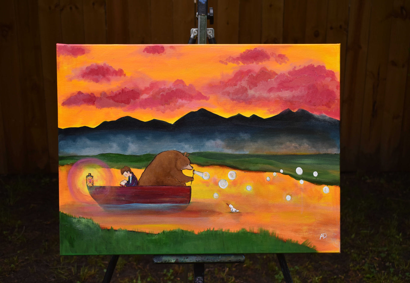 Sunset on the River by Andrea Doss |  Context View of Artwork