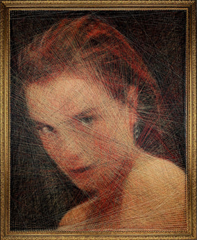 Original art for sale at UGallery.com | Fiery Confidence by Ani Abakumova | $10,800 | mixed media artwork | 40' h x 32' w