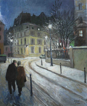 Original art for sale at UGallery.com | Soirée D'Hiver by Bertrand Girard | $3,500 | acrylic painting | 40' h x 31' w