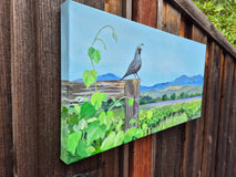 Original art for sale at UGallery.com | Quail on Vineyard Watch by Catherine McCargar | $1,400 | acrylic painting | 12' h x 24' w | thumbnail 2