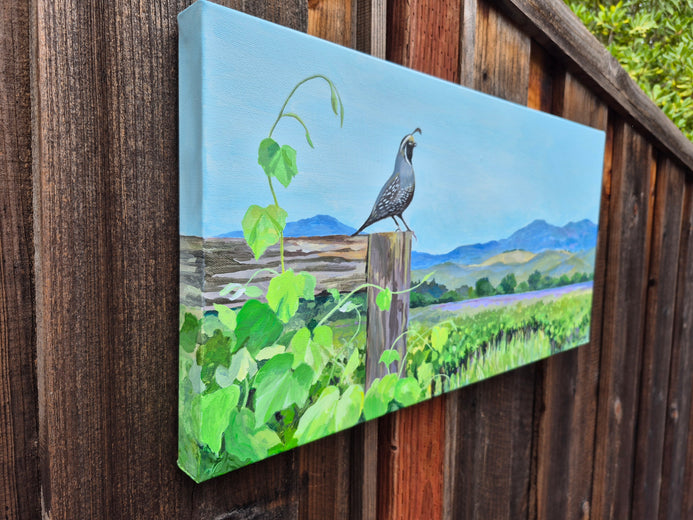 Quail on Vineyard Watch by Catherine McCargar |  Side View of Artwork