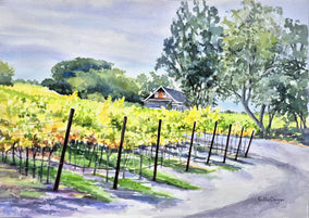 Original art for sale at UGallery.com | Golden Autumn Vineyard by Catherine McCargar | $1,200 | watercolor painting | 14' h x 20' w