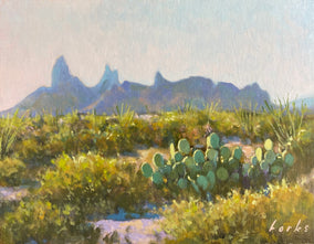 Original art for sale at UGallery.com | Morning Light on the Mule Ears by David Forks | $825 | oil painting | 11' h x 14' w