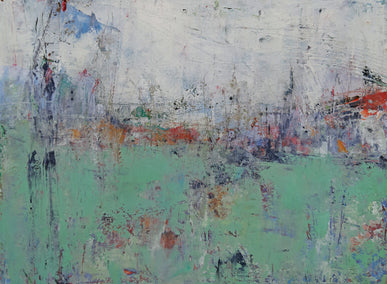 oil painting by Dorothy Gaziano titled Abstract Landscape - Field of Green