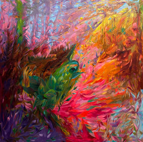 Original art for sale at UGallery.com | Rare Paradise Landscape by Dowa Hattem | $2,850 | mixed media artwork | 39.37' h x 39.37' w