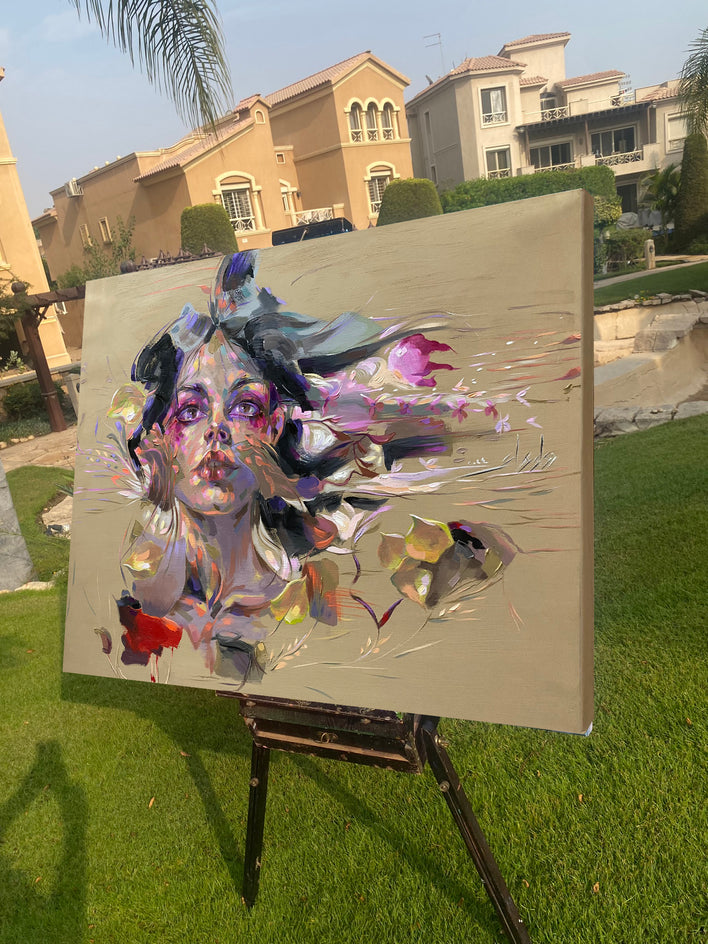 Girl & Garden of Thoughts by Dowa Hattem |  Side View of Artwork