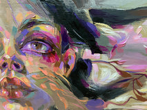 Original art for sale at UGallery.com | Girl & Garden of Thoughts by Dowa Hattem | $2,350 | oil painting | 31.4' h x 39.37' w | thumbnail 4