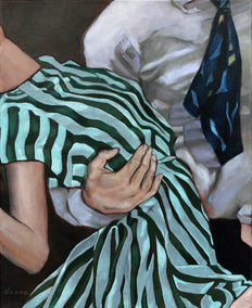 oil painting by Duane Brown titled Striped Dip