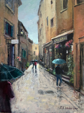 Original art for sale at UGallery.com | A Gentle Rain (Rovinj, Croatia) by Faye Vander Veer | $1,675 | oil painting | 16' h x 12' w