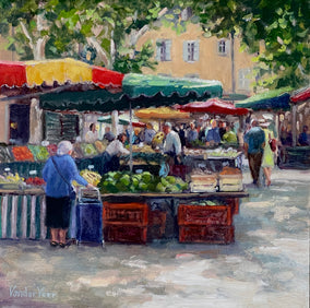 Original art for sale at UGallery.com | Market Day (Provence) by Faye Vander Veer | $1,275 | oil painting | 12' h x 12' w