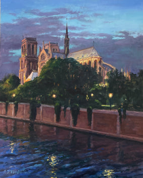Original art for sale at UGallery.com | Reflections of Notre-Dame by Faye Vander Veer | $2,600 | oil painting | 20' h x 16' w