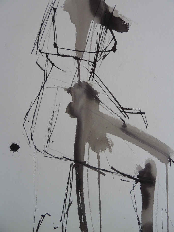 Gestural Ink Drawing #55 by Gail Ragains |  Closeup View of Artwork