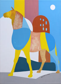 acrylic painting by Guigen Zha titled Horse on Street