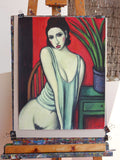 Original art for sale at UGallery.com | Sensuality by Guillermo Martà Ceballos | $950 | gouache painting | 25.5' h x 19.6' w | thumbnail 3