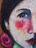 Original art for sale at UGallery.com | Woman with a Flower in Her Hair by Guillermo Martà Ceballos | $950 | pastel artwork | 23' h x 18' w | thumbnail 4