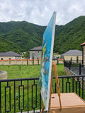 Original art for sale at UGallery.com | Azure Serenity by Gulshaba Abbasova | $2,000 | oil painting | 35' h x 28' w | thumbnail 2