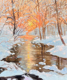 Original art for sale at UGallery.com | Golden Winter by Gulshaba Abbasova | $1,850 | oil painting | 28' h x 20' w | thumbnail 1