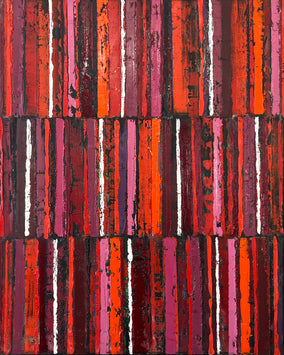 Original art for sale at UGallery.com | Red/Black Triple Stripes by Janet Hamilton | $1,575 | oil painting | 30' h x 24' w