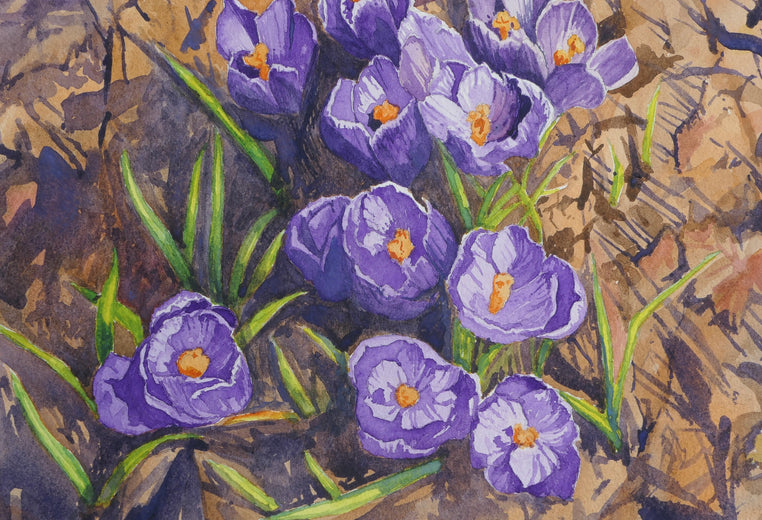 With the Crocus Comes the Spring by Jay Jensen |   Closeup View of Artwork