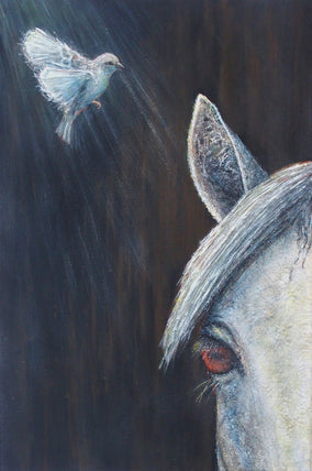 Original art for sale at UGallery.com | The Horse Whisperer by Jennifer Ross | $1,025 | mixed media artwork | 30' h x 20' w