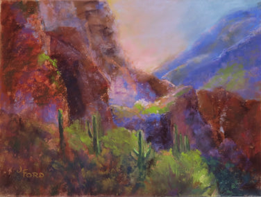 pastel artwork by Joanie Ford titled Desert Glow
