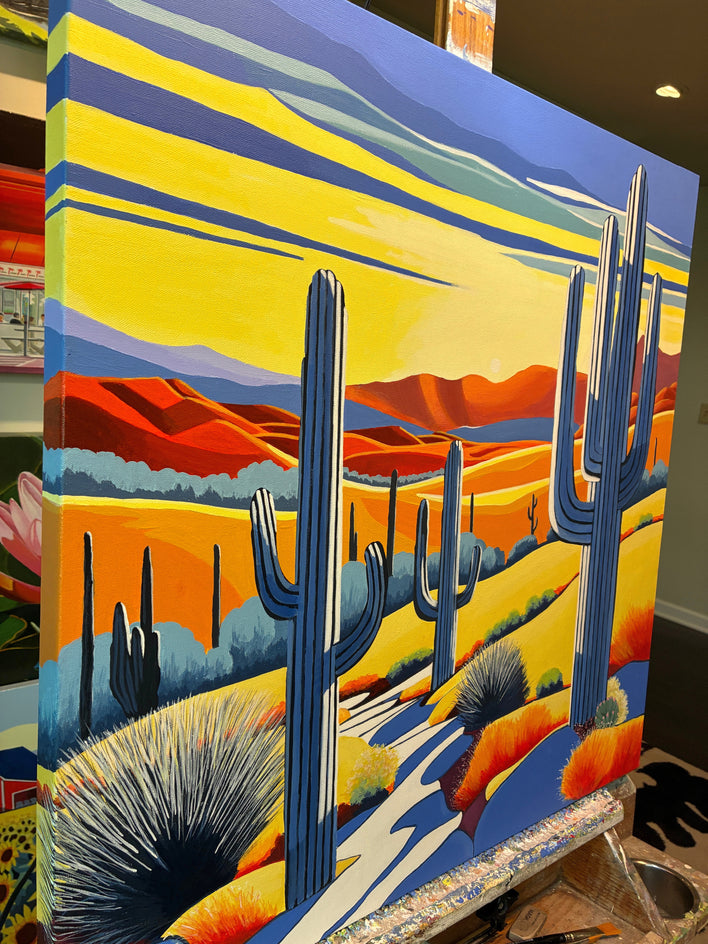 Saguaro Sunrise by John Jaster |  Side View of Artwork