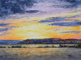 Original art for sale at UGallery.com | Santa Fe Sunset by Judy Mudd | $775 | watercolor painting | 11' h x 15' w