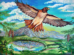 Original art for sale at UGallery.com | Red-Tailed Hawk by Kira Yustak | $1,875 | acrylic painting | 30' h x 40' w