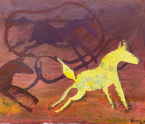 Original art for sale at UGallery.com | Spotted Yellow Horse by Libby Ramage | $275 | printmaking | 8' h x 10' w