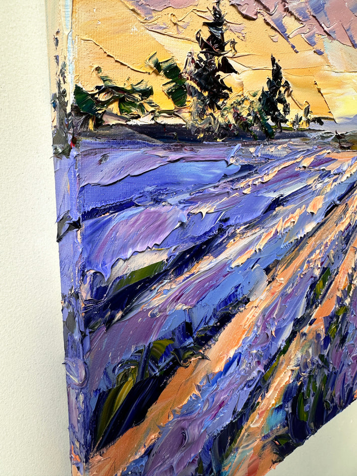 Whispers of Lavender Skies by Lisa Elley |  Side View of Artwork