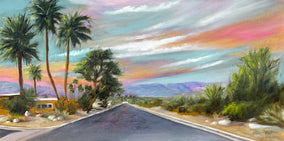 Original art for sale at UGallery.com | Desert Sunset by Mandy Main | $675 | oil painting | 12' h x 24' w