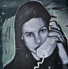 Original art for sale at UGallery.com | The Phone Call and What She Said (98-99 Series) by Mark Cudd | $750 | acrylic painting | 20' h x 20' w