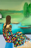 Original art for sale at UGallery.com | Quiet Horizon Green by Mikhail Zuyeu | $1,200 | oil painting | 36' h x 24' w | thumbnail 1