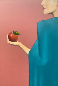 oil painting by Mikhail Zuyeu titled The Gift of the Apple