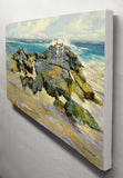Original art for sale at UGallery.com | Children on a Jetty by Onelio Marrero | $1,075 | oil painting | 14' h x 26' w | thumbnail 2