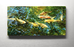 Original art for sale at UGallery.com | Hungry Koi by Onelio Marrero | $875 | oil painting | 12' h x 24' w | thumbnail 3