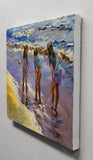 Original art for sale at UGallery.com | Sand Dollar Hunt by Onelio Marrero | $550 | oil painting | 8' h x 10' w | thumbnail 2