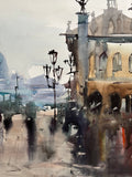 Original art for sale at UGallery.com | Rainy Day by Rashid Kulbatyrov | $475 | watercolor painting | 11.4' h x 16.1' w | thumbnail 3