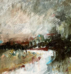 oil painting by Ronda Waiksnis titled Fading Light on Ebenezer River