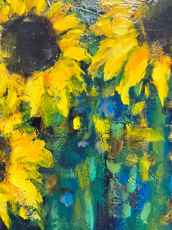 Field of Sunflowers by Sally Adams |  Closeup View of Artwork
