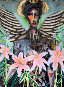 mixed media artwork by Scott Dykema titled Adoration of Lily